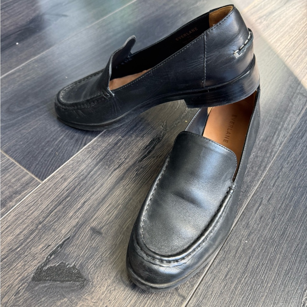 Everlane Black Leather Penny Loafers